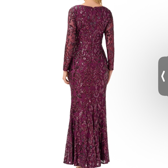 Adrianna Papell Long Sleeve Burgundy Dress - Picture 3 of 4